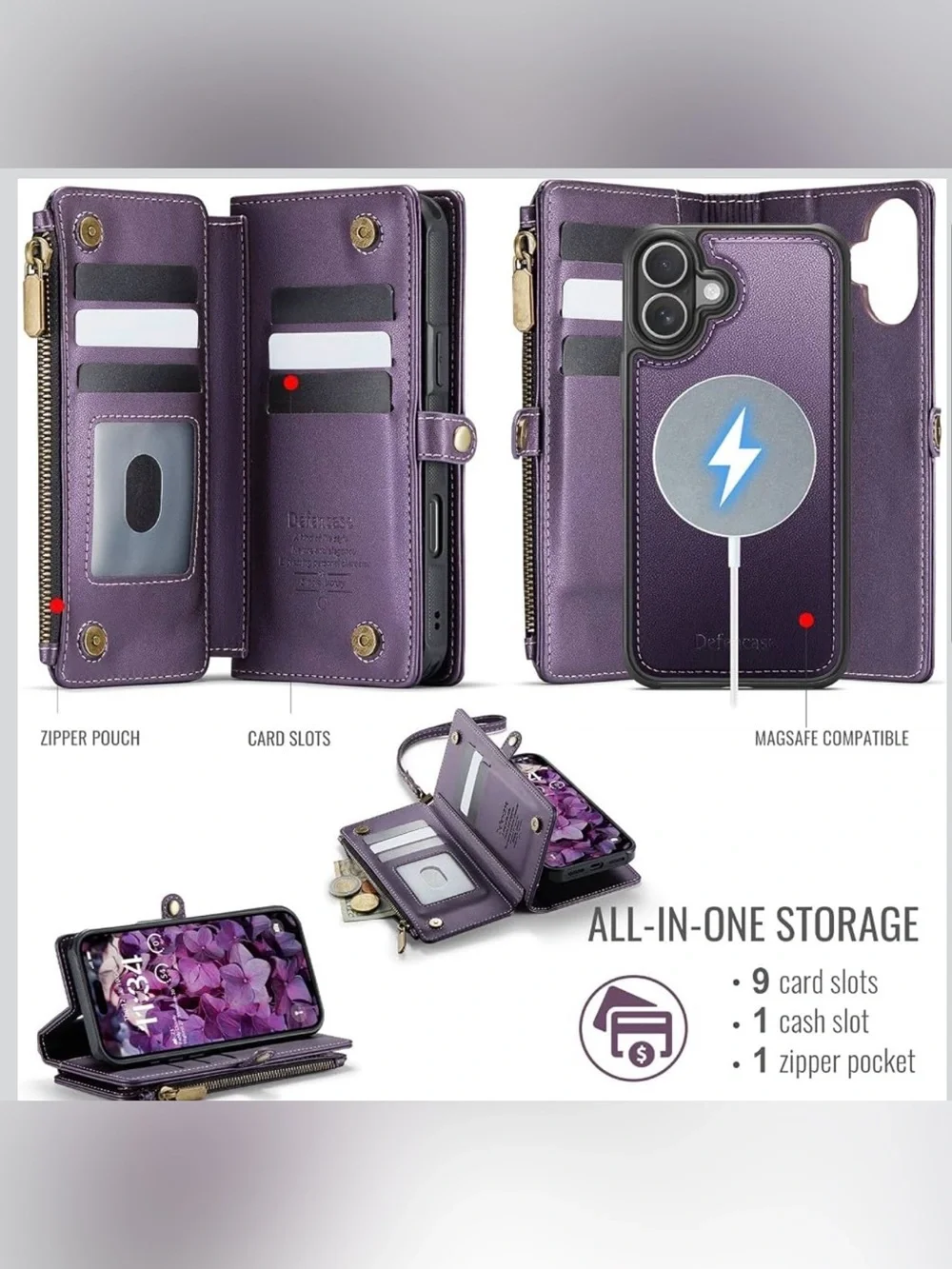 Defencase for iPhone 16 Plus Magnetic Wallet Case